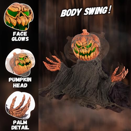 Halloween Animatronic Groundbreaker Pumpkin Decorations with Sound & Lights - Creepy Moving Pumpkin for Indoor Outdoor Yard - Variation: Groundbreaker Pumpkin