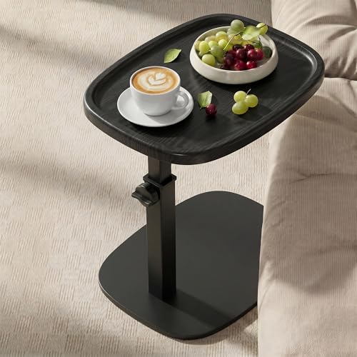 VASAGLE Ink Black C-Shape Adjustable Height Side Table for Couch & Bed
