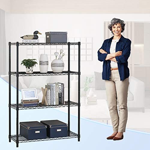 Black 36x14x54 Inch Adjustable Steel Wire Shelving Rack - Commercial Storage