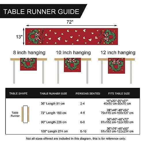 Seliem Merry Christmas Wreath Table Runner, Xmas Red Polka Dot Bow Stars Kitchen Dining Table Decor, Winter Holiday Farmhouse Home Decoration Indoor Outdoor Party Supply 13 x 72 Inches