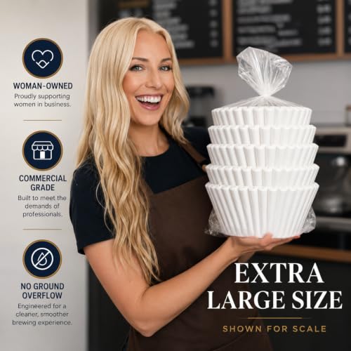 Xtra Large Commercial Coffee Filters 12.5" x 4.5" for BUNN Fetco Curtis - Tall Walls, No Overflow, Bulk Pack