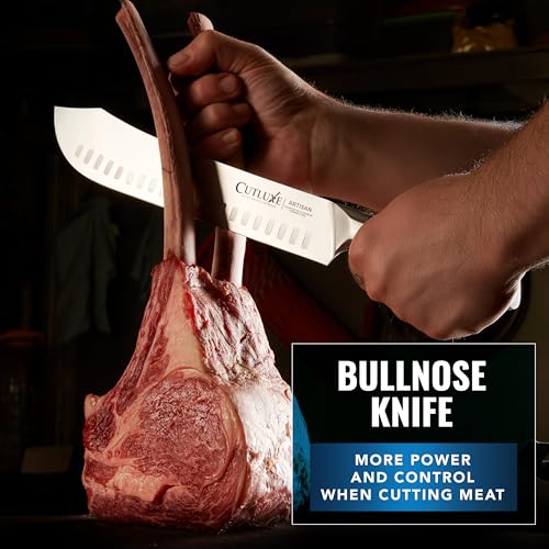 2-Piece Meat Carving Knife Set - Cimeter & Bullnose Butcher Knives, 10" German Steel