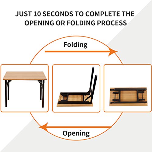 Need Small Folding Computer Desk 31.5x15.7 Inch Teak & Black Frame, No Assembly