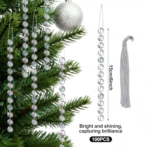 Crystal Icicle Christmas Ornaments - 100 Pack, 6 Inch Holiday Decor