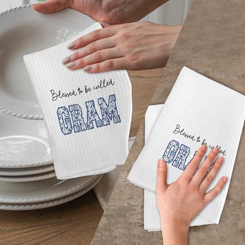 Gnmduw Gram Kitchen Towels for Grandma - Blessed Hand Dish Towels, 16x24 Inch Gift