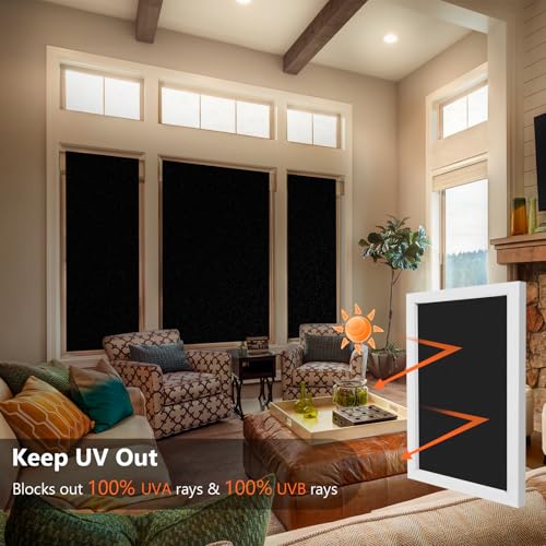 Blackout Window Privacy Film - Total Black / 35.4 x 314.9 inches - Light Blocking & UV Protection