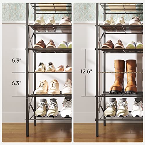 8-Tier Shoe Rack Organizer - Rustic Brown, Holds 32 Pairs, Large Capacity, Entryway & Closet Storage - Variation: Black