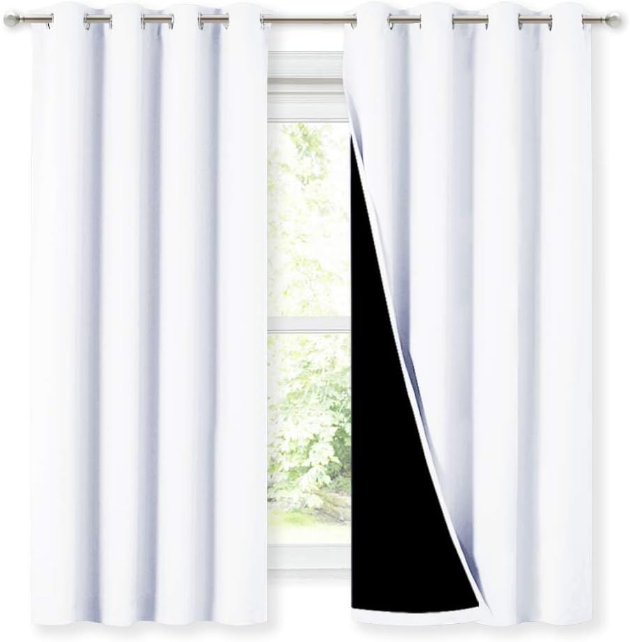 NICETOWN 100% Blackout Lined Curtains - Thermal Insulated Drapes for Kitchen/Bedroom | 52" x 63" (1 Pair)