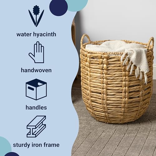 Happimess Laurel Hand-Woven Abaca Storage Basket 19 Inch - Natural