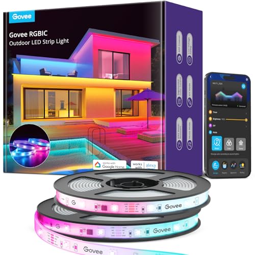 Govee Outdoor LED Strip Lights, 65.6ft Smart Lights Work with Alexa
