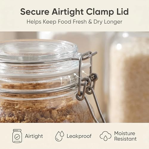 78oz Square Airtight Glass Food Storage Canisters with Heavy Duty Lids - Wide Mouth Pantry Containers - Variation: 78 fl oz x 3 - Square