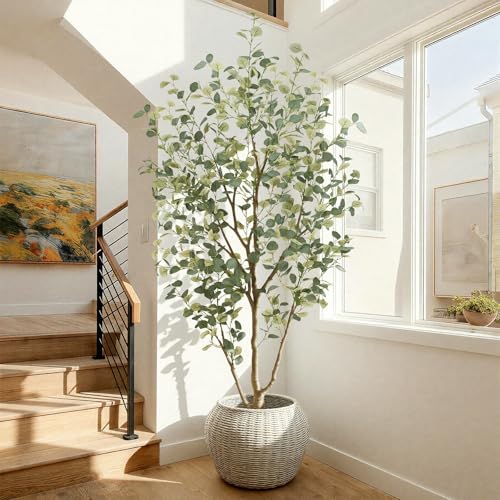 7FT Artificial Eucalyptus Tree Indoor Faux Tree with 901 Silk Leaves - Tall Home Decor