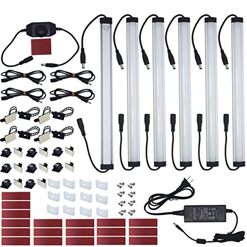 Under Cabinet LED Lighting Kit 6 pcs 12 Inch Strips Super Bright Warm White 3000K with Black Cable