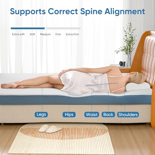 Daluvenix Full Size 4-Inch Memory Foam Mattress Topper - Support & Pain Relief