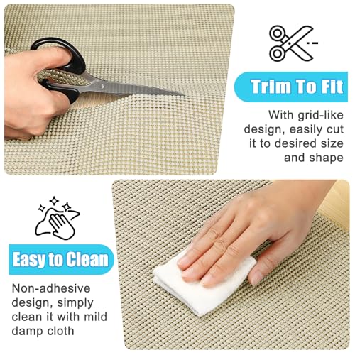 Songrey Non-Slip Shelf & Drawer Liner Beige 12" x 20ft - Durable & Reusable