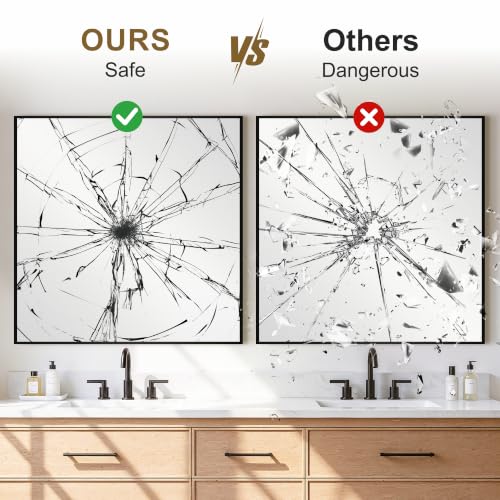 FGU Matte Black Bathroom Vanity Mirrors Set 30x30 Inches Over Sink, 2 Pack