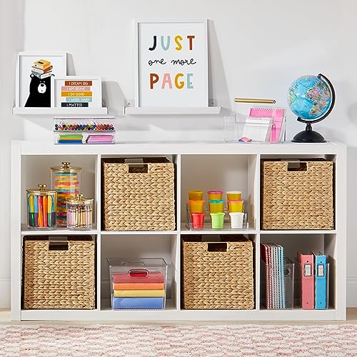 Woven Storage Baskets for Cubby Shelves - 6 Pack Natural Hyacinth Organizers with Handles