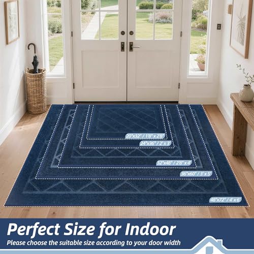 BEQHAUSE Dirt Trapper Door Mat 48x72 Inches Non-Slip Navy Blue Entry Rug