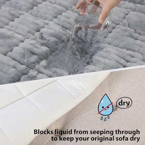 Fixwal Waterproof Flannel Dog Couch Cover - Light Gray, 27.6 x 70.9 Inches