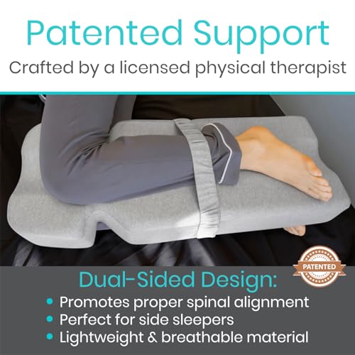 Xtra-Comfort Gray Full Knee Support Leg Pillow for Side Sleepers, Hip & Back Relief