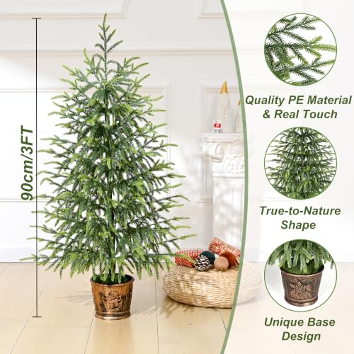 BLEUM CADE 3FT Small Norfolk Pine Christmas Tree with Pot - Tabletop Holiday Decor
