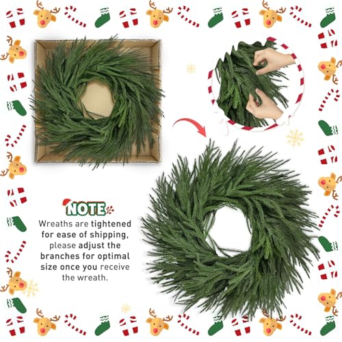ICX 26-Inch Real Touch Norfolk Pine Wreath for Front Door Christmas Decor