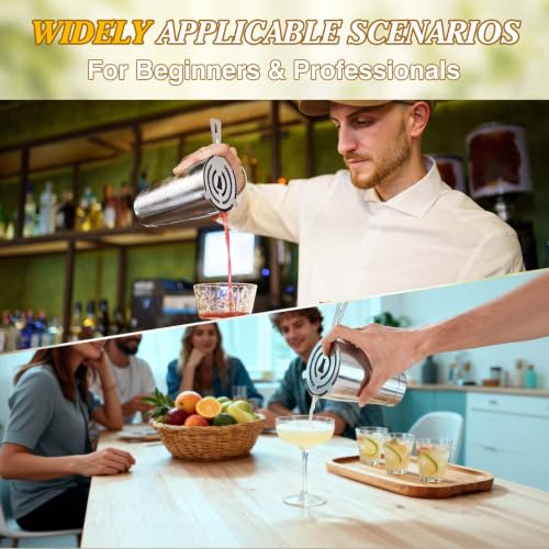 Silver Cocktail Shaker Set - 15-Piece Bartending Kit for Home & Bar