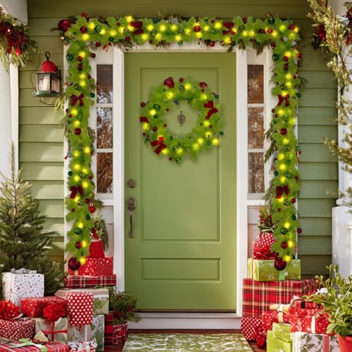 Jutom 6ft Norfolk Pine Christmas Garland, Whimsical Holiday Decor
