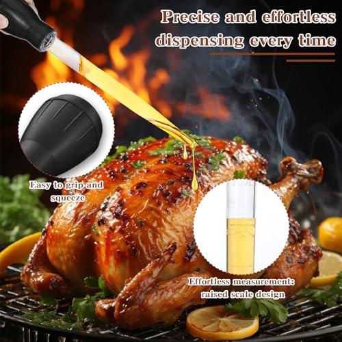 Lusofie Large Turkey Baster with Black Handle, 28ml Glass Tube for Roasting