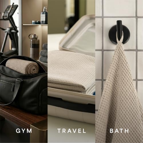 Beige Microfiber Waffle Bath Towels 4 Pack - Quick-Dry & Absorbent