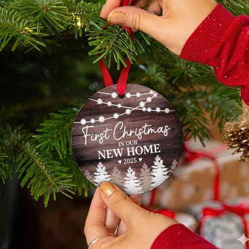 New Home Ornament 2025 - First Christmas in Our New Home Ornament - Housewarming Gifts for Women, Couples, Homeowners - First Home Gift Ceramic Christmas Ornament Keepsake, Home D?cor 2025