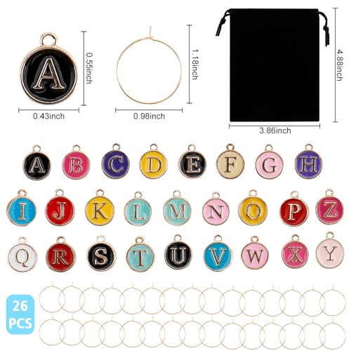HadrNahkb Wine Glass Charms Set with Letter Design - Halloween & Holiday Party Decor