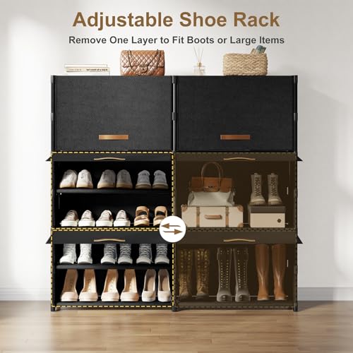 42-Pair 2x7 Tier Shoe Cabinet Storage Organizer - Black, Variation 2 by 7(42 Pairs)