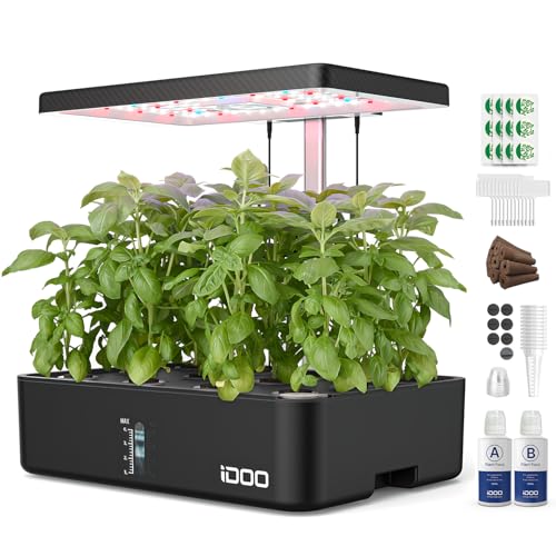 iDOO 12Pods Hydroponic Growing System with LED Grow Light - Black