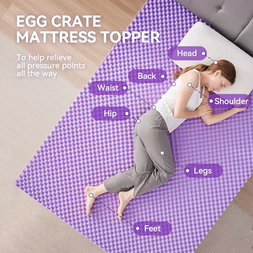 SINWEEK Twin 2 Inch Egg Crate Memory Foam Mattress Topper - Soft Cooling Bed Pad for Back Pain Relief