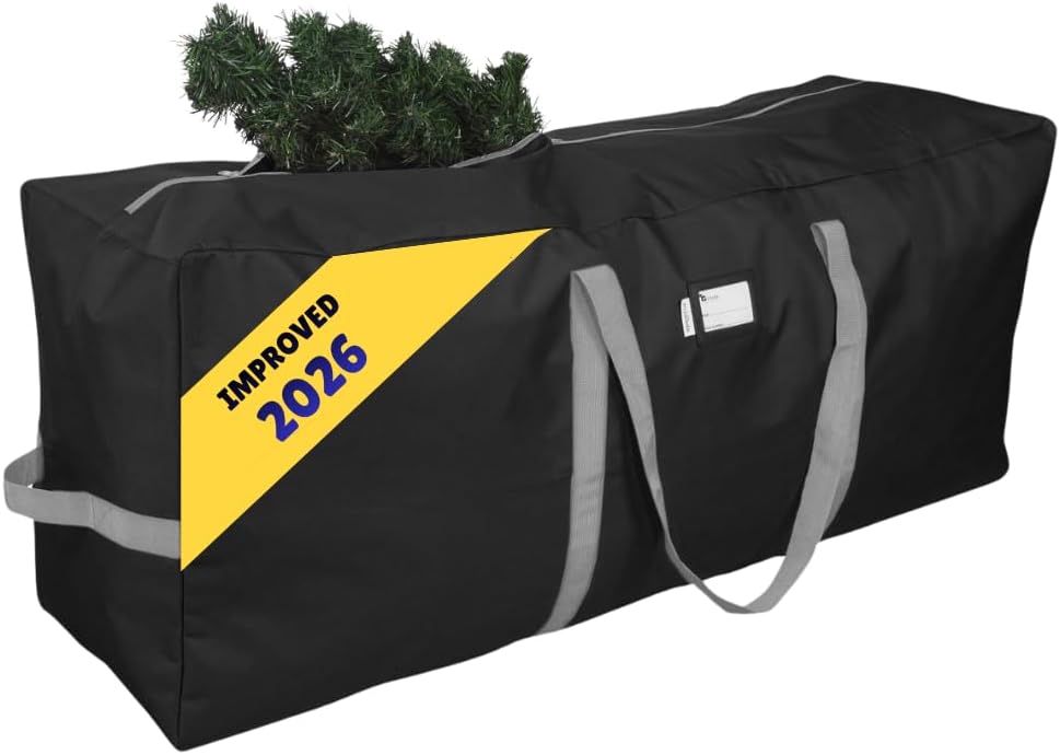 Primode Heavy Duty Christmas Tree Storage Bag - Fits Up to 9 Ft Trees | Durable 600D Oxford Material, Black