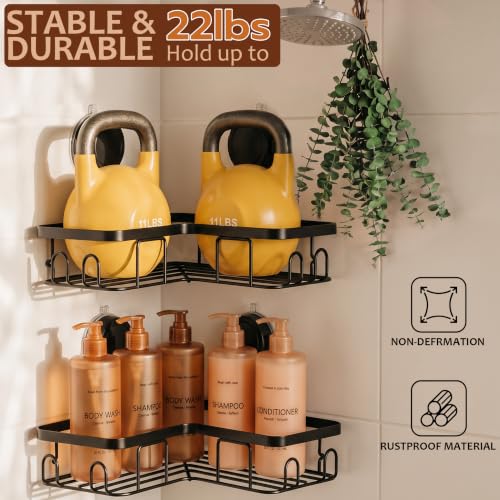 Moforoco Corner Shower Caddy with Suction Cups Stainless Steel Bathroom Organizer