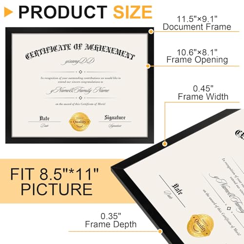 YixangDD 20 Pack 8.5 x 11 Certificate Frames Black College Diploma Display