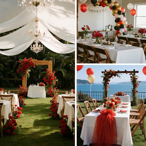 12 Pack White Rectangular Tablecloth 60 x 102 Inch for 6ft Tables - Reusable, Wrinkle-Resistant Polyester for Weddings & Events