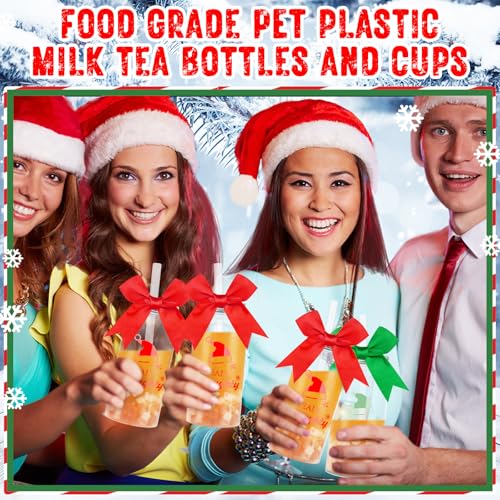 Jingmore 24Pcs Christmas Cups with Lids & Straws - 13.5oz Party Favors (Team Naughty/Nice)