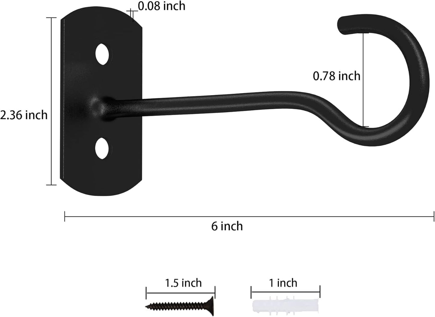 Skiennix 20-Pack Metal Plant Hooks - 6-Inch Decorative Shepherd's Hooks for Indoor & Outdoor Use | Black