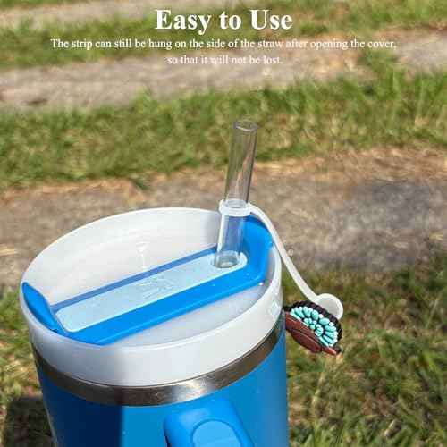 Cowgirl Hat & Boots Straw Toppers - 4PCs Turquoise Silicone Stanley Cup Accessories, Western Gifts for Cowboys & Cowgirls Unique Christmas Stocking Stuffers