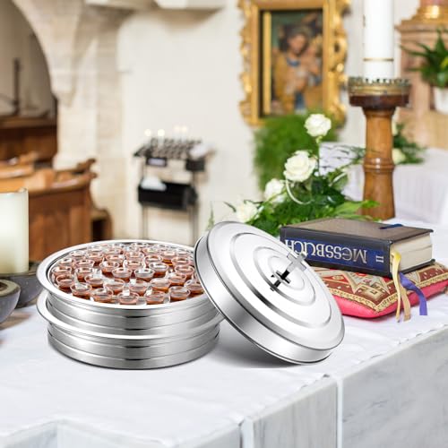Jingmore Silver Communion Serving Trays Set with Lid for Church, 80 Cups Capacity