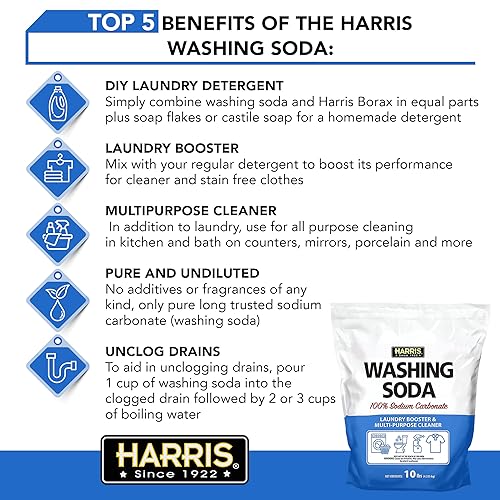 Harris Washing Soda 160 Ounce (Pack of 1) - Laundry Booster & Multi-Purpose Cleaner