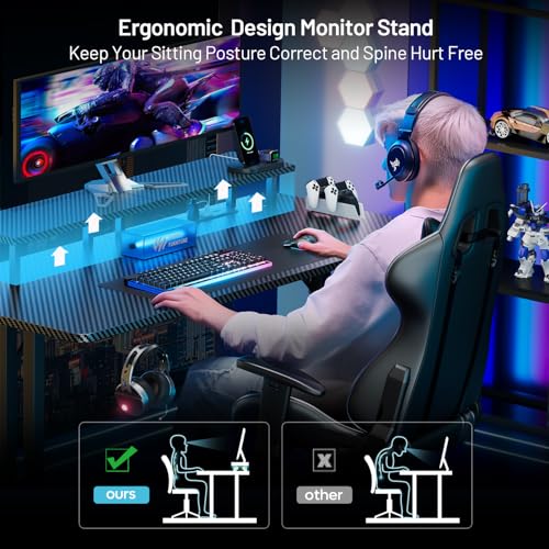 47 Inch Gaming Desk with LED Lights & Cable Management - Black, Variation of THIS listing