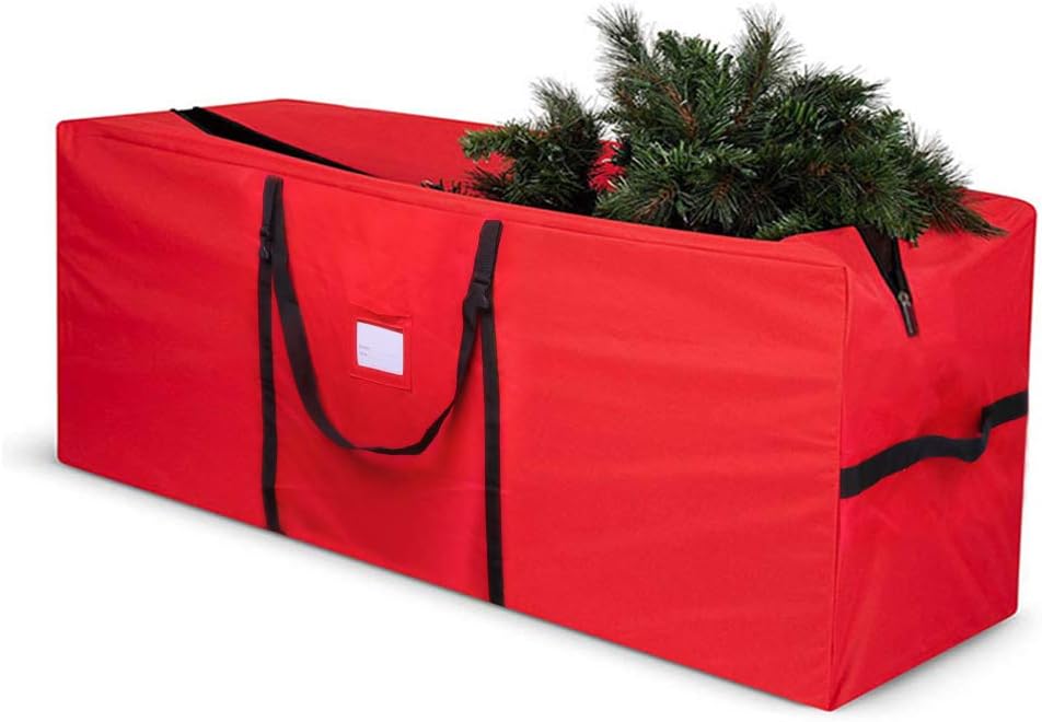 Skiennix Christmas Tree Storage Bag - Heavy Duty 600D Oxford for 7.5 Ft Trees | Durable Handles & Dual Zipper (Red)