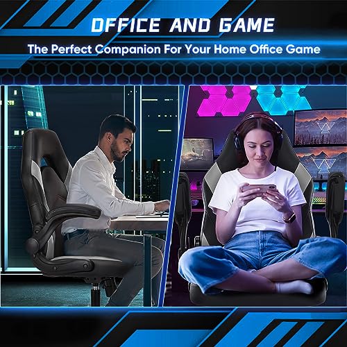 OLIXIS Gaming Chair with Lumbar Support - Black and Grey Ergonomic Office Chair