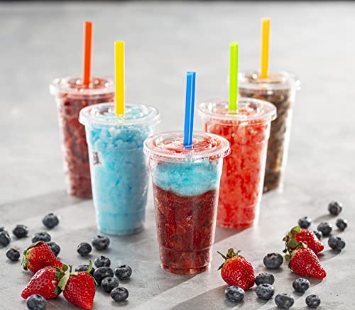 40 Sets 32 Oz Clear PET Plastic Cups with Flat Lids & Straws - Cold Drinks & Party Use