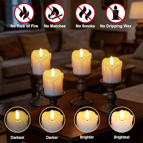 White Flameless Votive Candles with Remote Timer - 6-Pack, 2" x 2.5", Dromance (7-6 White)