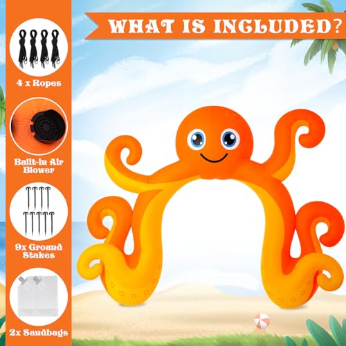 Octopus Inflatable Arch 9FT Outdoor Sea Theme Party Decoration - Bright LED Lights